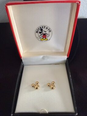 Vintage Napier Gold Mickey Mouse Stud Earrings